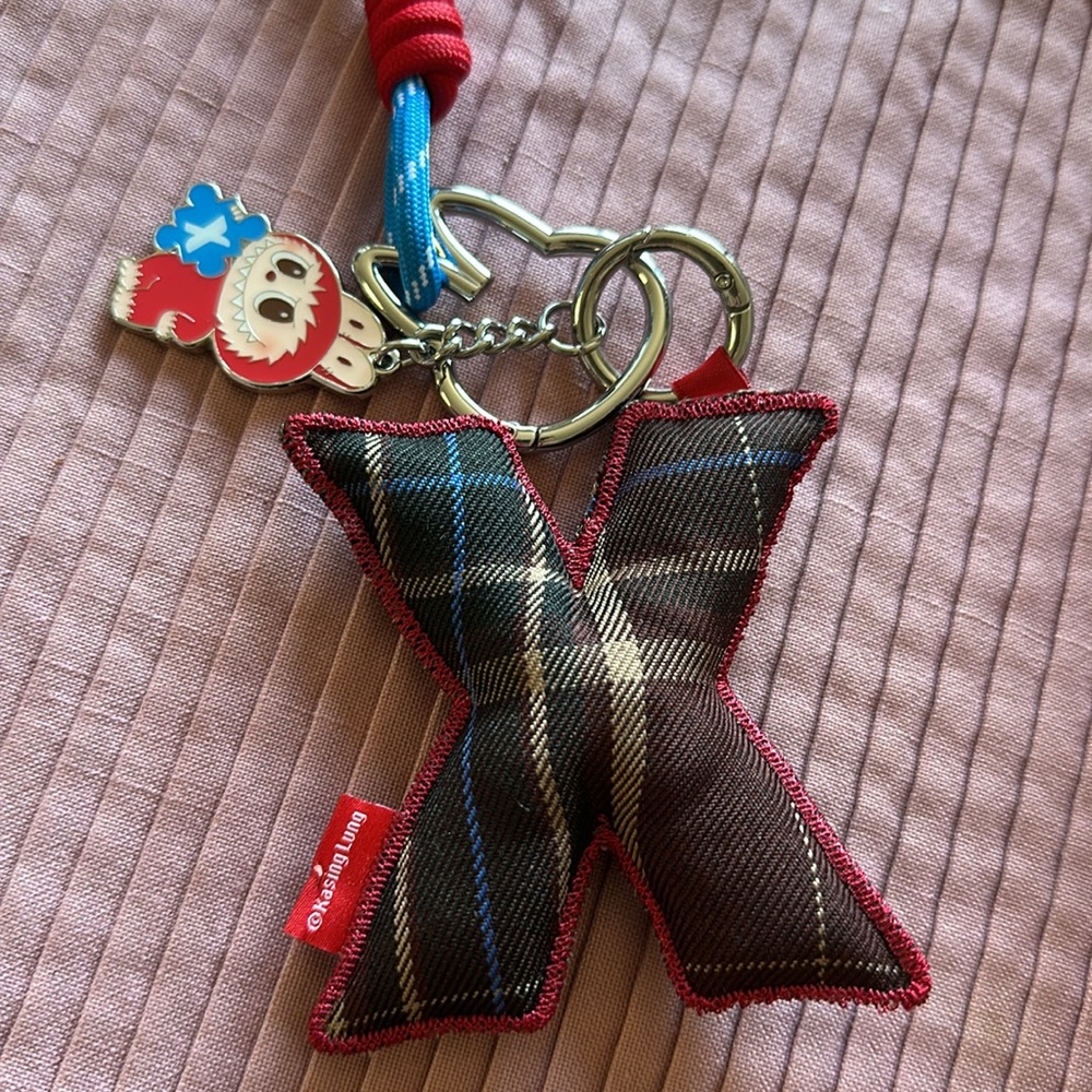 POPMART Labubu Pin for Love the monsters Plaid Letter “X” charm - Picture 2 of 8